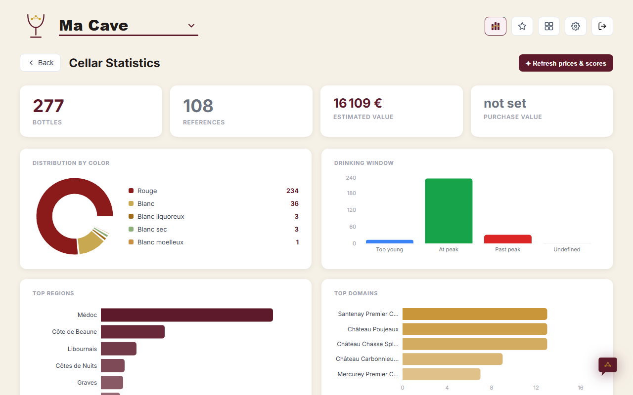 Your whole cellar, at a glance