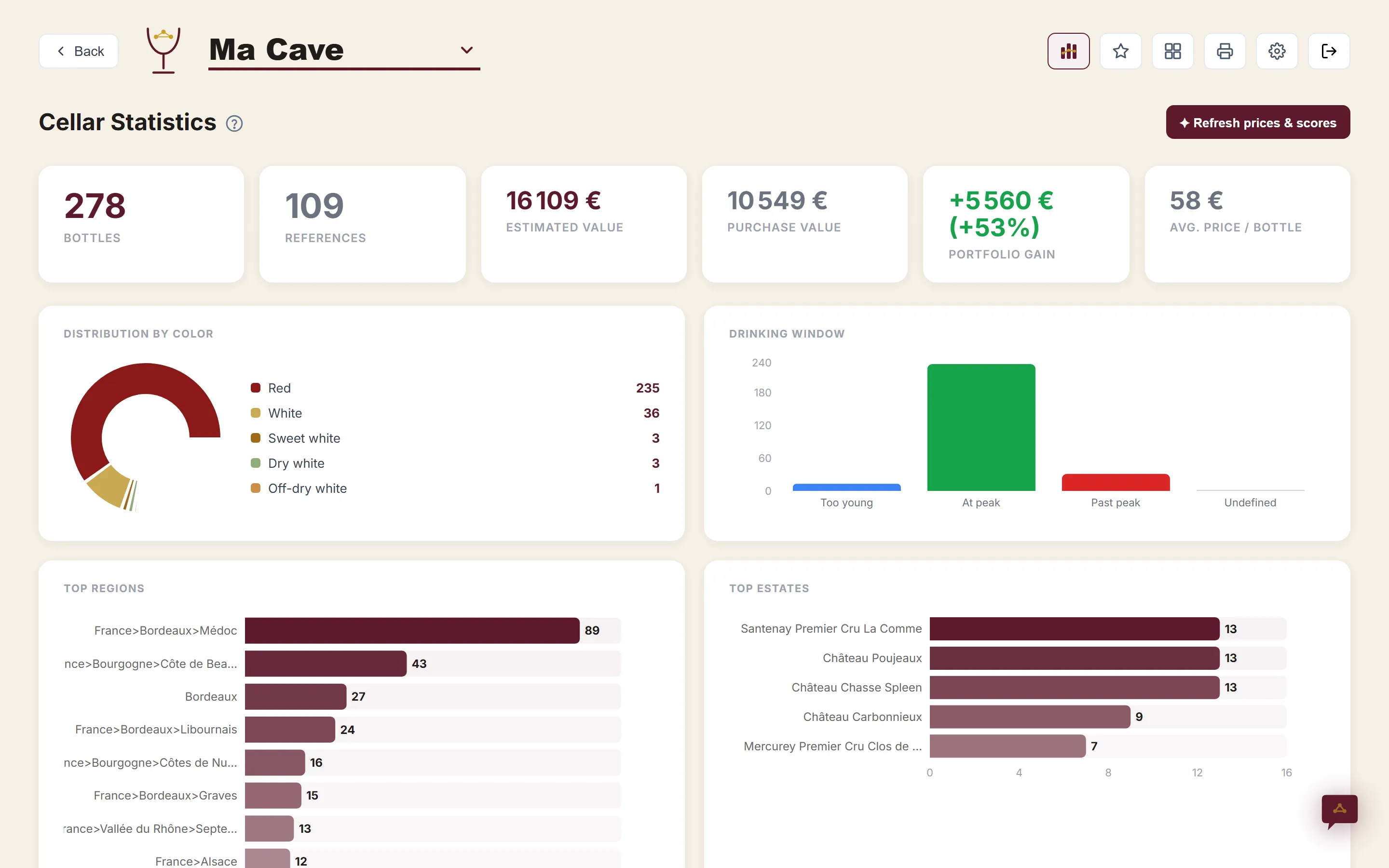 Your whole cellar, at a glance