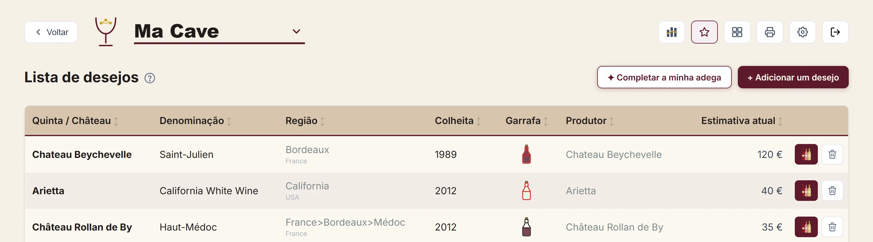 Os vinhos que deseja